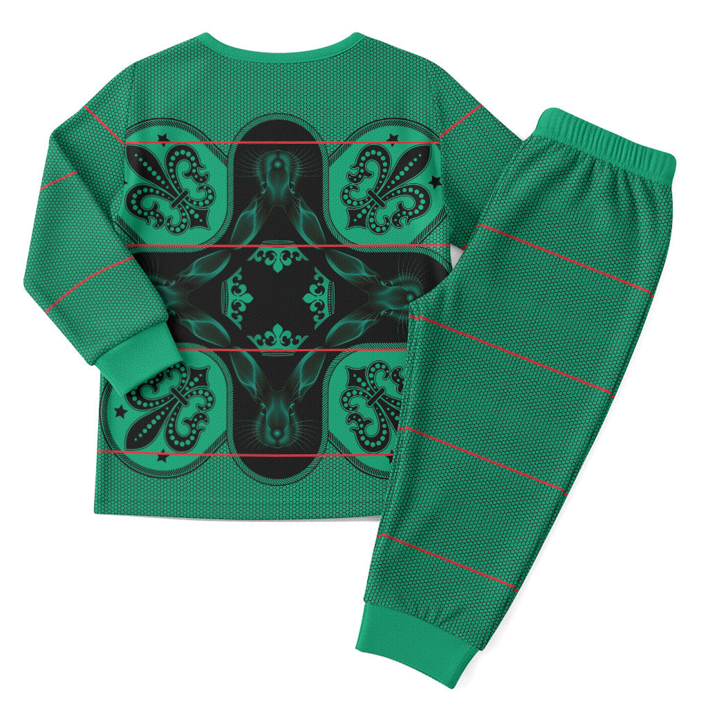 Bafokeng Rabbit Crown Palesa ea kharanium Christmas Pajama Set Green Seanamarena Basotho Blanket Inspired