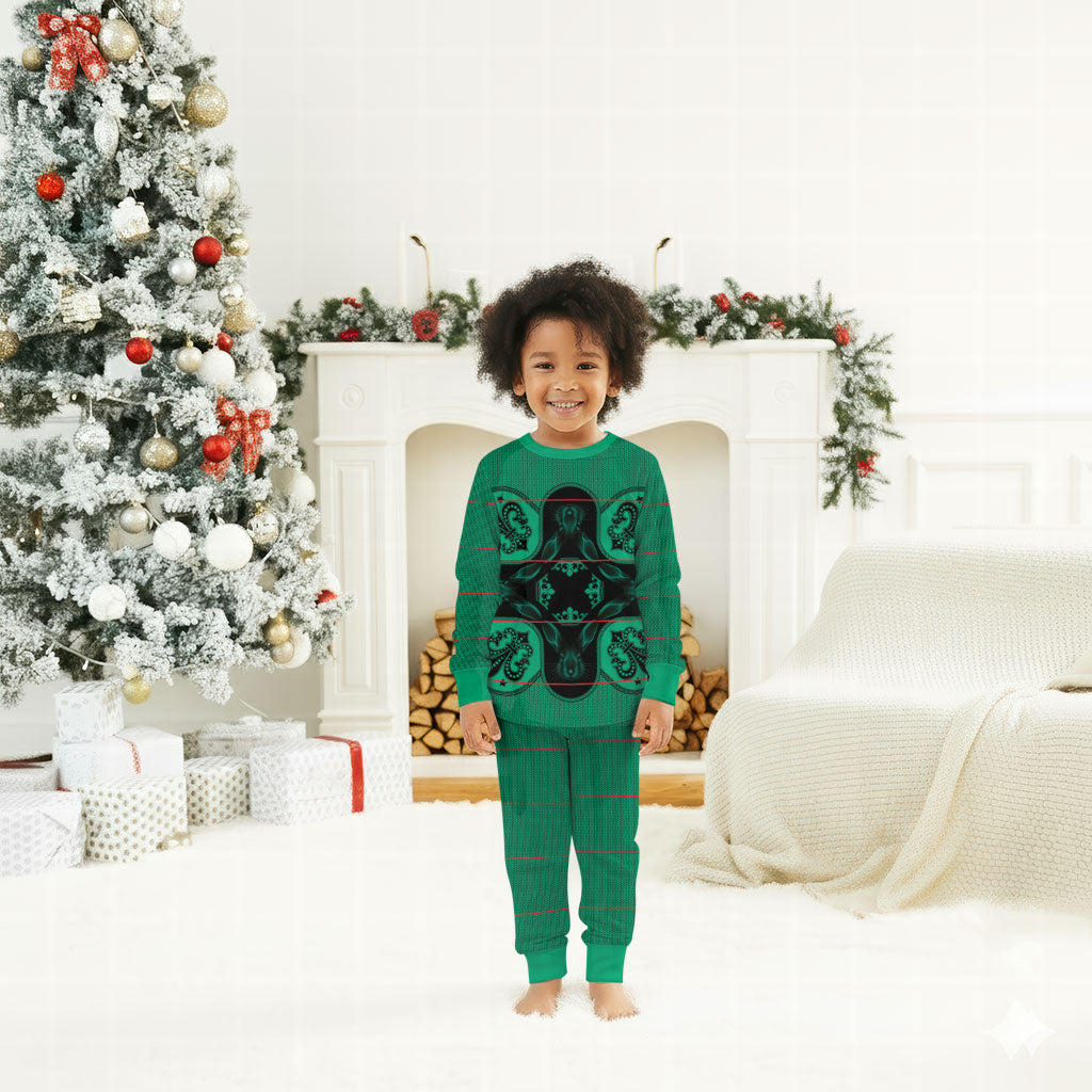 Bafokeng Rabbit Crown Palesa ea kharanium Christmas Pajama Set Green Seanamarena Basotho Blanket Inspired