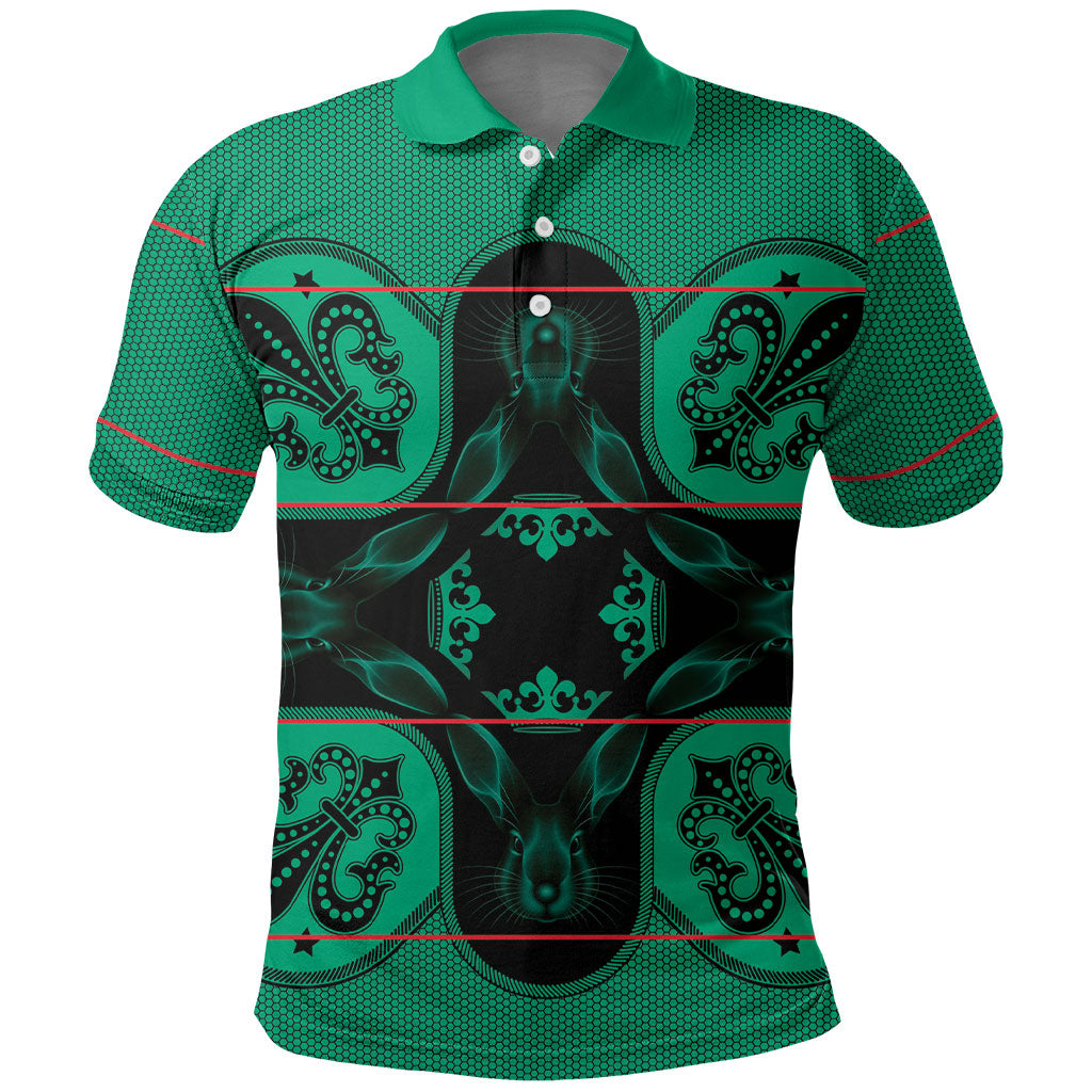 Bafokeng Rabbit Crown Palesa ea kharanium Polo Shirt Green Seanamarena Basotho Blanket Inspired