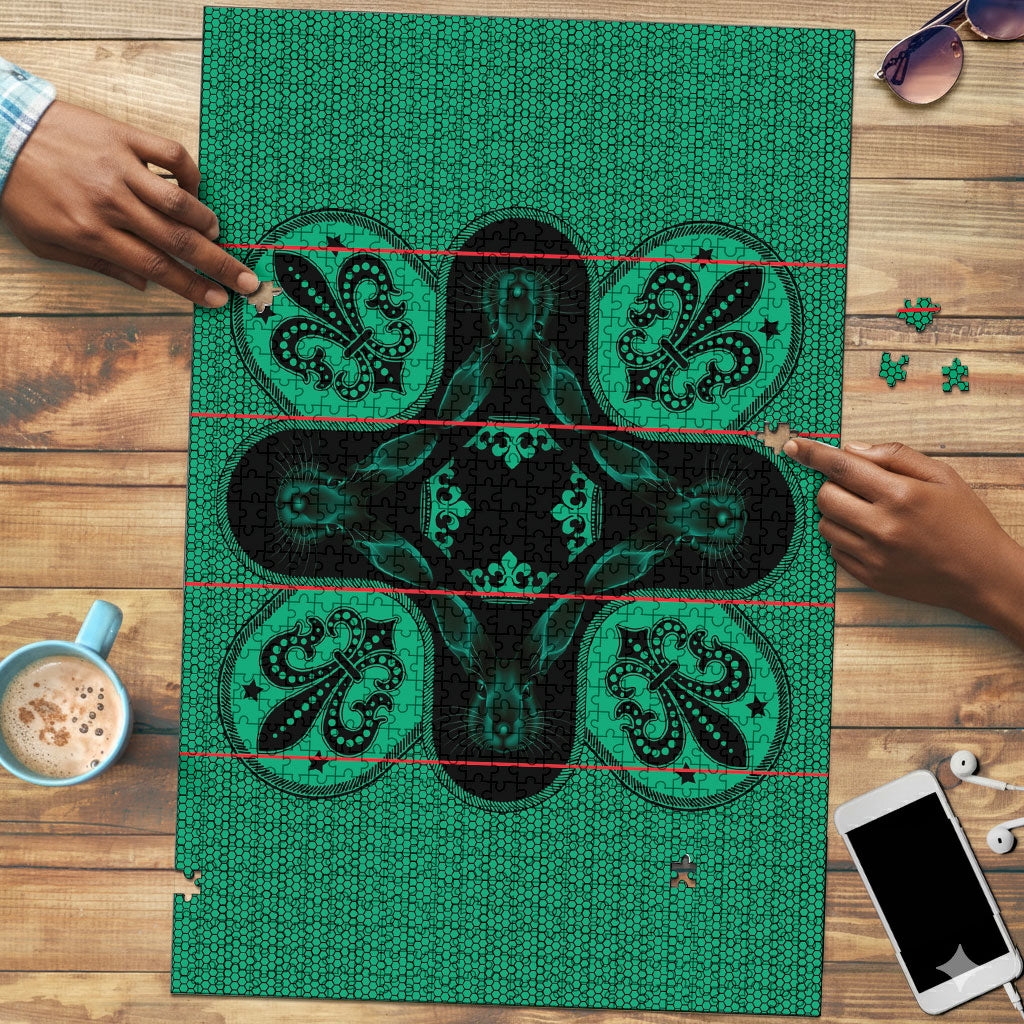 Bafokeng Rabbit Crown Palesa ea kharanium Puzzle Green Seanamarena Basotho Blanket Inspired