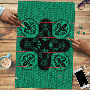 Bafokeng Rabbit Crown Palesa ea kharanium Puzzle Green Seanamarena Basotho Blanket Inspired