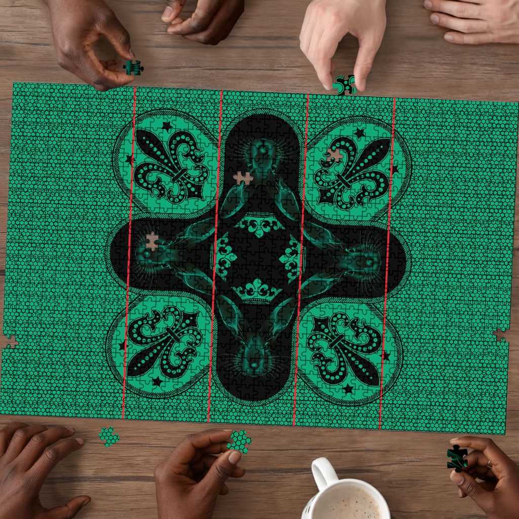 Bafokeng Rabbit Crown Palesa ea kharanium Puzzle Green Seanamarena Basotho Blanket Inspired