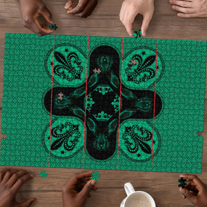 Bafokeng Rabbit Crown Palesa ea kharanium Puzzle Green Seanamarena Basotho Blanket Inspired