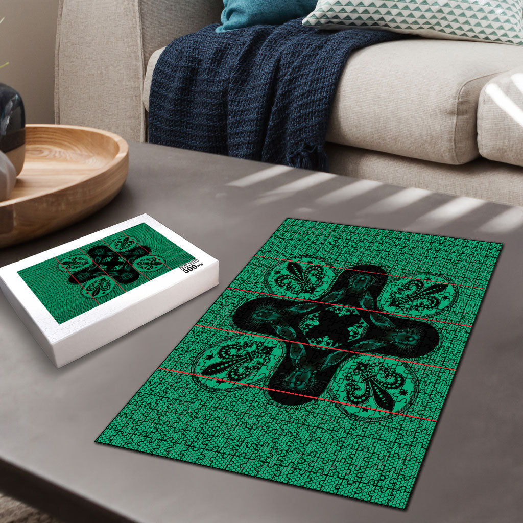 Bafokeng Rabbit Crown Palesa ea kharanium Puzzle Green Seanamarena Basotho Blanket Inspired
