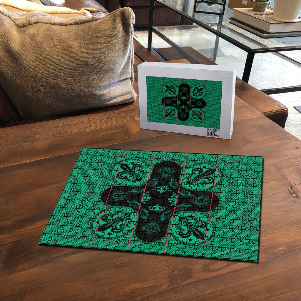 Bafokeng Rabbit Crown Palesa ea kharanium Puzzle Green Seanamarena Basotho Blanket Inspired