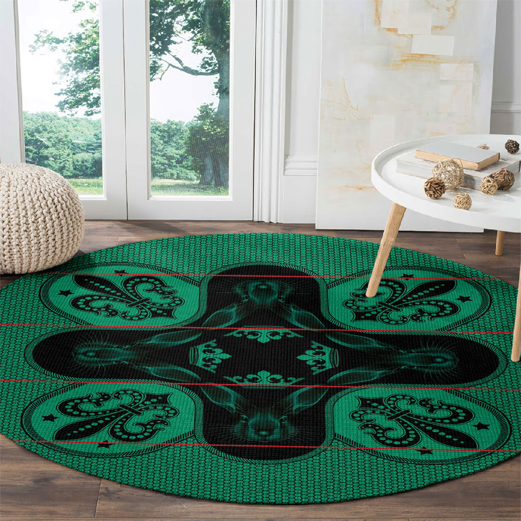 Bafokeng Rabbit Crown Palesa ea kharanium Round Carpet Green Seanamarena Basotho Blanket Inspired