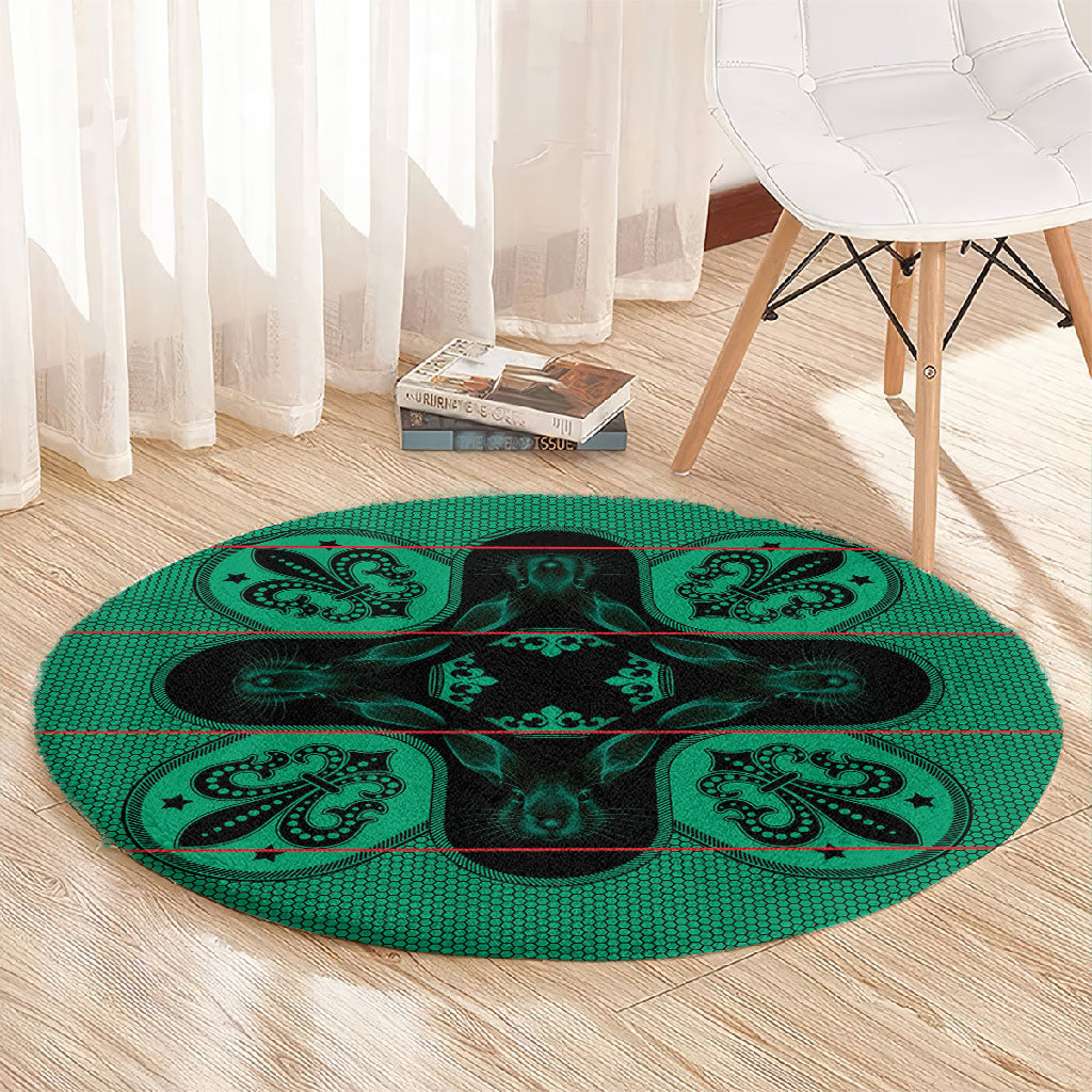 Bafokeng Rabbit Crown Palesa ea kharanium Round Carpet Green Seanamarena Basotho Blanket Inspired