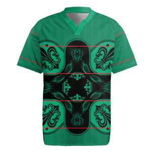 Bafokeng Rabbit Crown Palesa ea kharanium Rugby Jersey Green Seanamarena Basotho Blanket Inspired