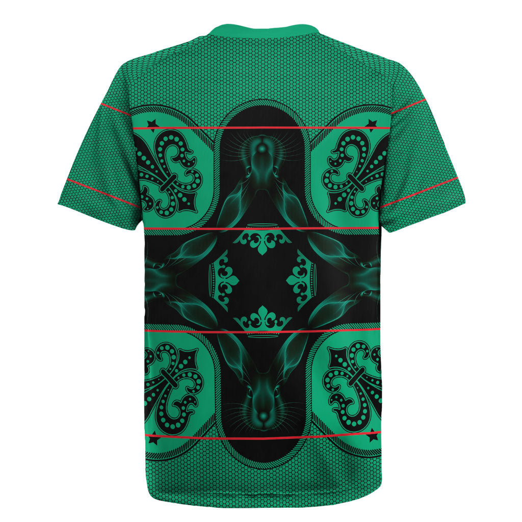 Bafokeng Rabbit Crown Palesa ea kharanium Rugby Jersey Green Seanamarena Basotho Blanket Inspired