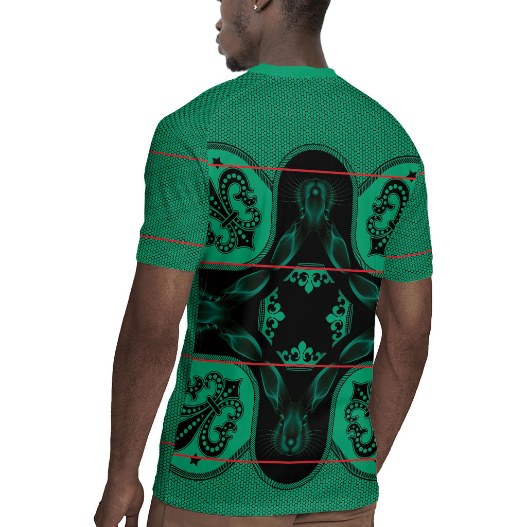 Bafokeng Rabbit Crown Palesa ea kharanium Rugby Jersey Green Seanamarena Basotho Blanket Inspired