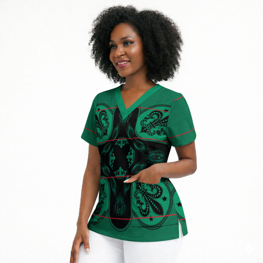 Bafokeng Rabbit Crown Palesa ea kharanium Scrub Top Green Seanamarena Basotho Blanket Inspired