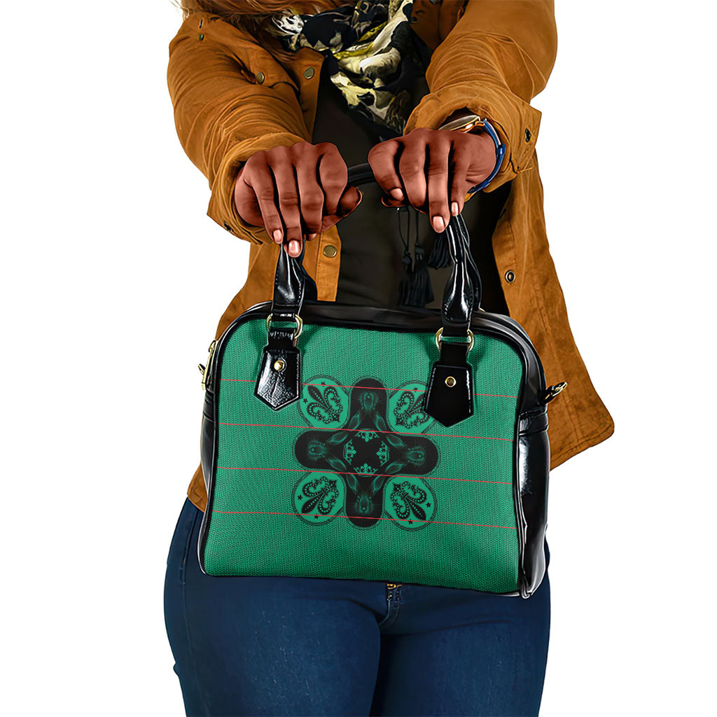 Bafokeng Rabbit Crown Palesa ea kharanium Shoulder Handbag Green Seanamarena Basotho Blanket Inspired