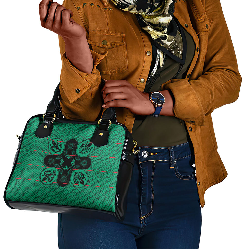 Bafokeng Rabbit Crown Palesa ea kharanium Shoulder Handbag Green Seanamarena Basotho Blanket Inspired