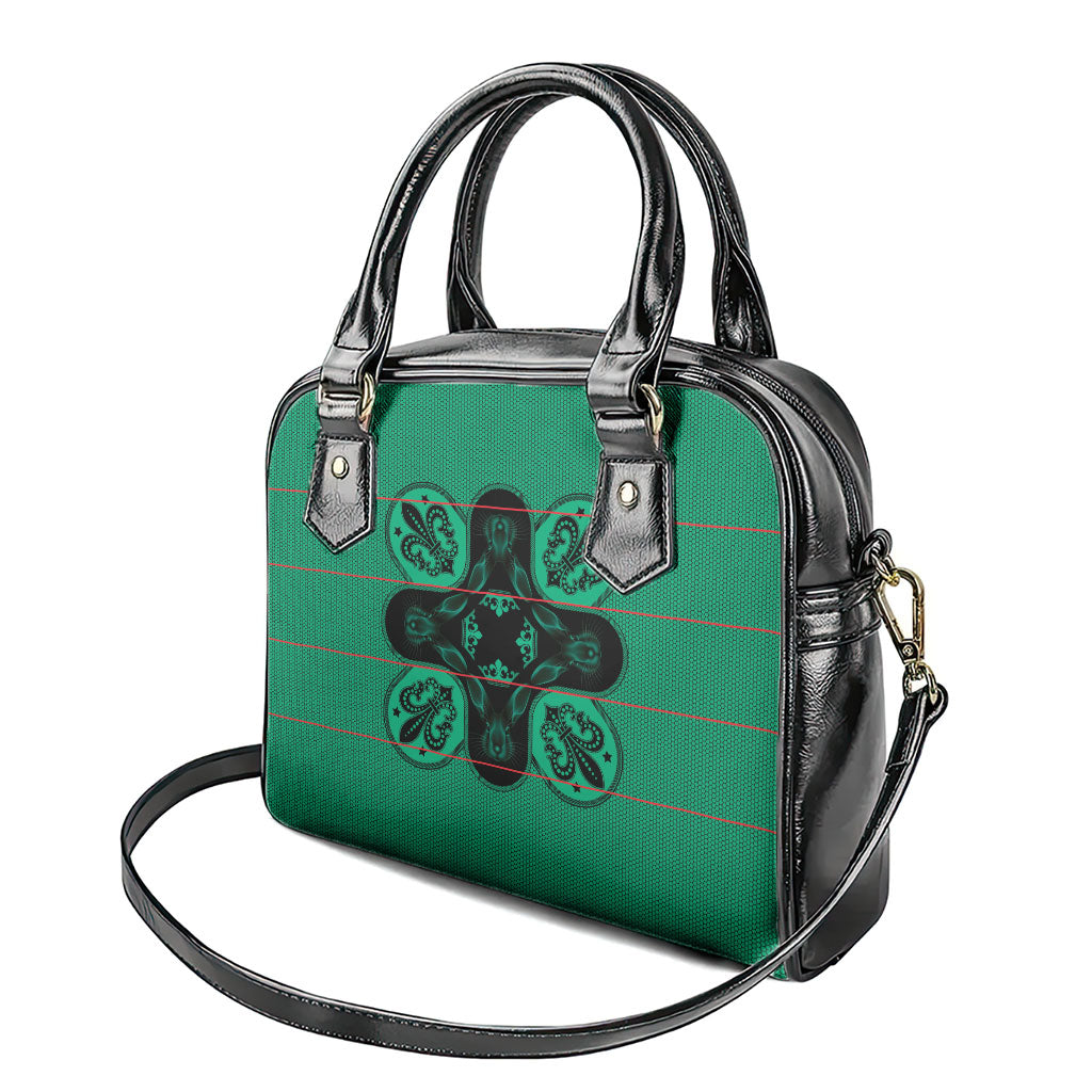 Bafokeng Rabbit Crown Palesa ea kharanium Shoulder Handbag Green Seanamarena Basotho Blanket Inspired