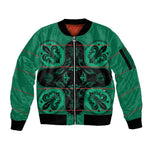 Bafokeng Rabbit Crown Palesa ea kharanium Sleeve Zip Bomber Jacket Green Seanamarena Basotho Blanket Inspired
