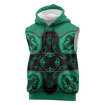 Bafokeng Rabbit Crown Palesa ea kharanium Sleeveless Hoodie Green Seanamarena Basotho Blanket Inspired