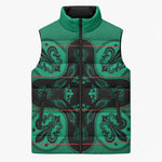 Bafokeng Rabbit Crown Palesa ea kharanium Sleeveless Puffer Jacket Green Seanamarena Basotho Blanket Inspired