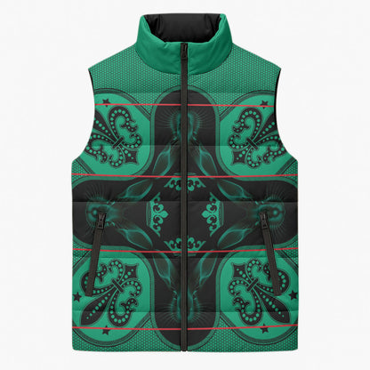 Bafokeng Rabbit Crown Palesa ea kharanium Sleeveless Puffer Jacket Green Seanamarena Basotho Blanket Inspired