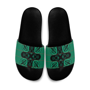 Bafokeng Rabbit Crown Palesa ea kharanium Slide Sandals Green Seanamarena Basotho Blanket Inspired