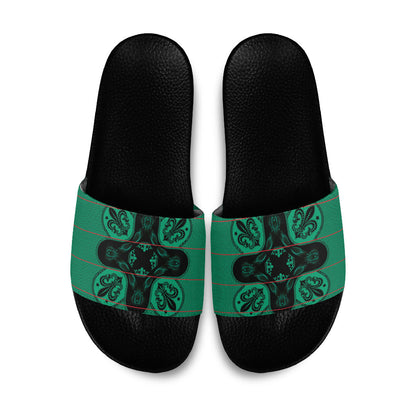 Bafokeng Rabbit Crown Palesa ea kharanium Slide Sandals Green Seanamarena Basotho Blanket Inspired