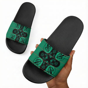 Bafokeng Rabbit Crown Palesa ea kharanium Slide Sandals Green Seanamarena Basotho Blanket Inspired