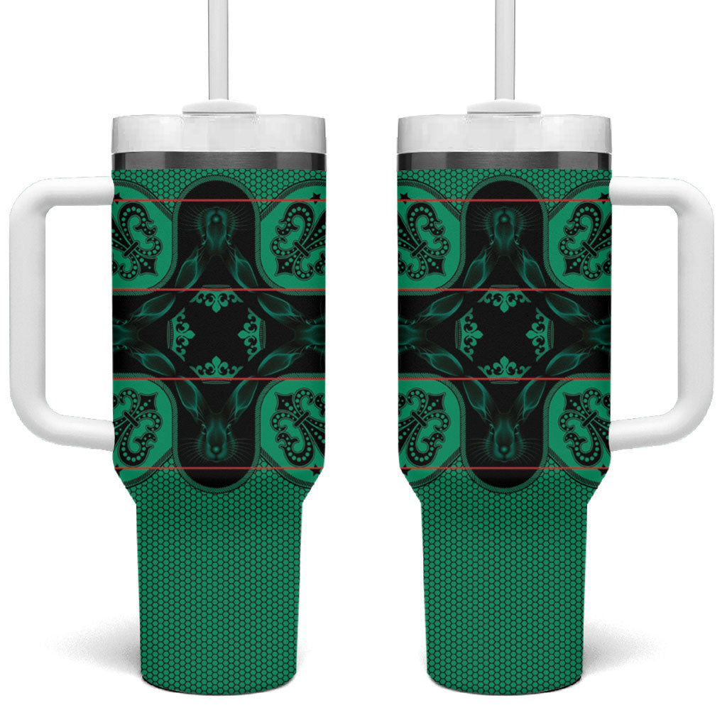 Bafokeng Rabbit Crown Palesa ea kharanium Tumbler With Handle Green Seanamarena Basotho Blanket Inspired
