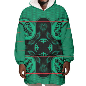 Bafokeng Rabbit Crown Palesa ea kharanium Wearable Blanket Hoodie Green Seanamarena Basotho Blanket Inspired