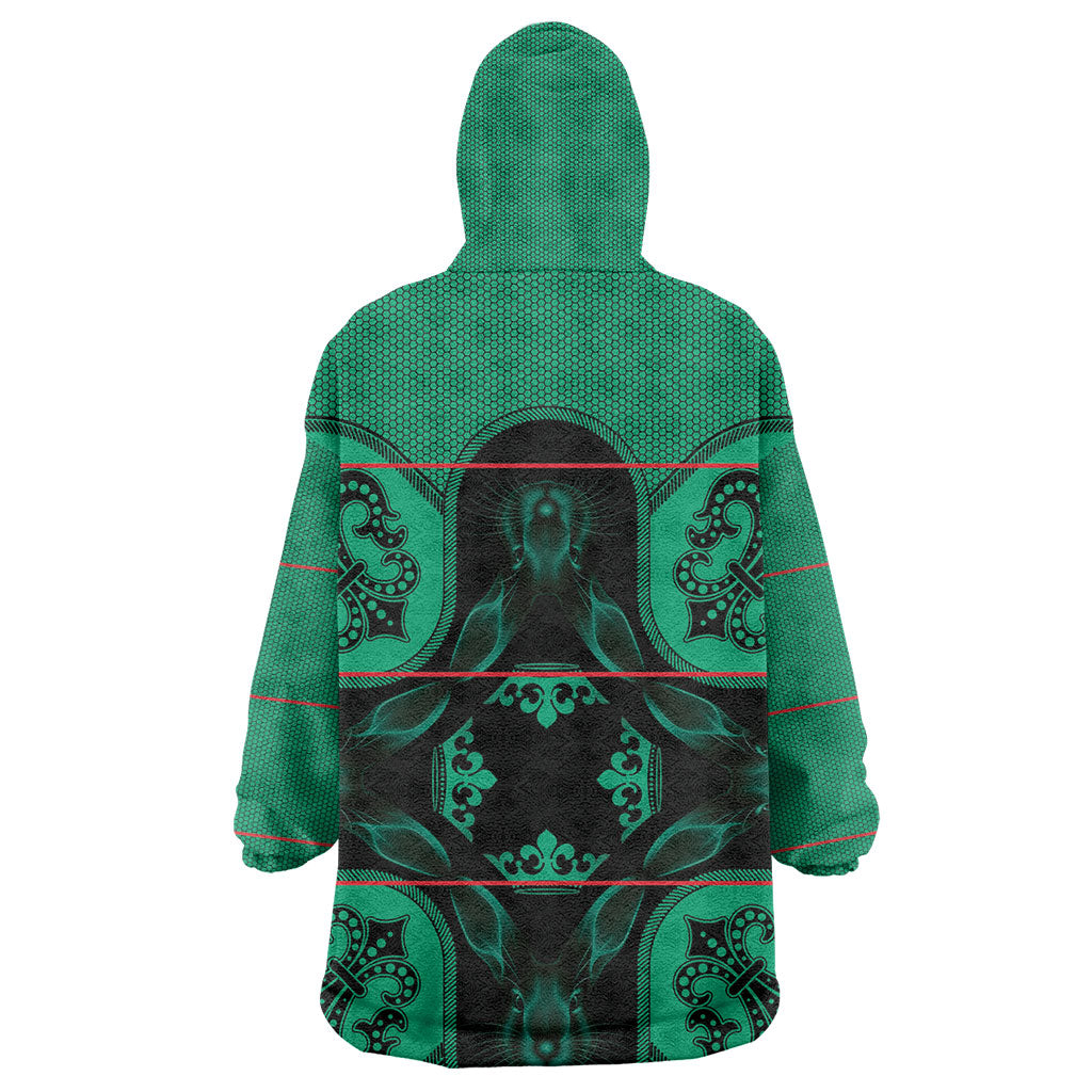 Bafokeng Rabbit Crown Palesa ea kharanium Wearable Blanket Hoodie Green Seanamarena Basotho Blanket Inspired