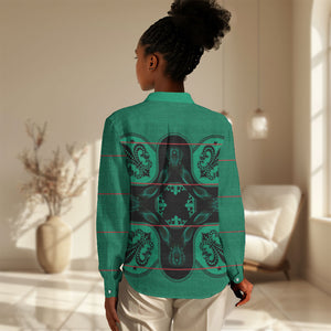 Bafokeng Rabbit Crown Palesa ea kharanium Women Casual Shirt Green Seanamarena Basotho Blanket Inspired