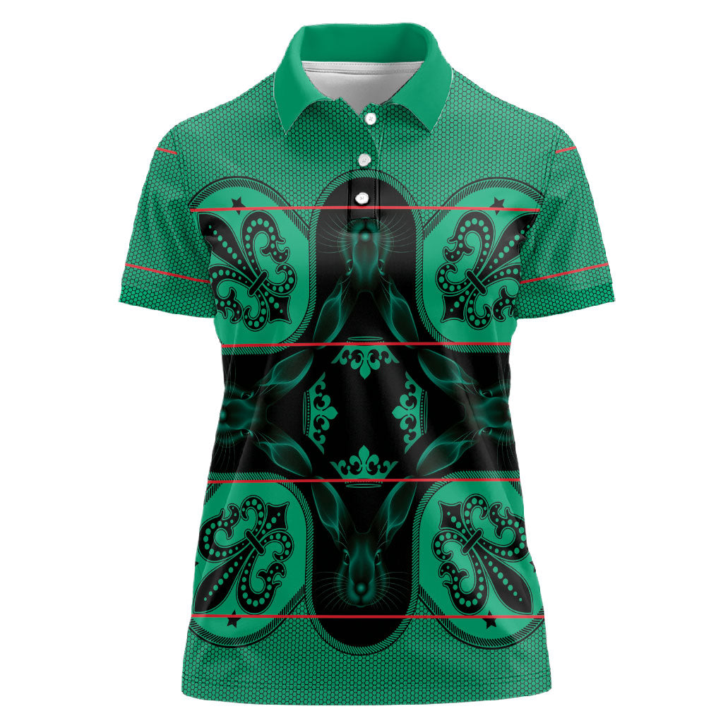 Bafokeng Rabbit Crown Palesa ea kharanium Women Polo Shirt Green Seanamarena Basotho Blanket Inspired