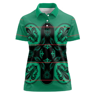 Bafokeng Rabbit Crown Palesa ea kharanium Women Polo Shirt Green Seanamarena Basotho Blanket Inspired