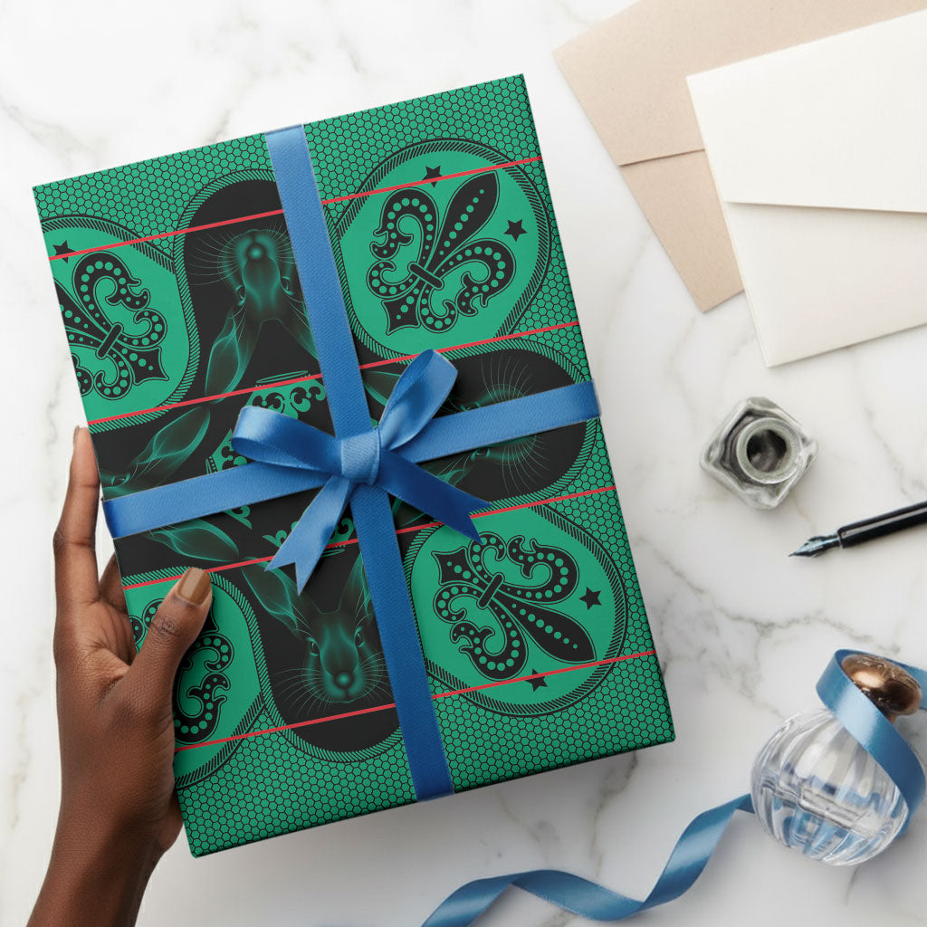 Bafokeng Rabbit Crown Palesa ea kharanium Wrapping Paper Green Seanamarena Basotho Blanket Inspired