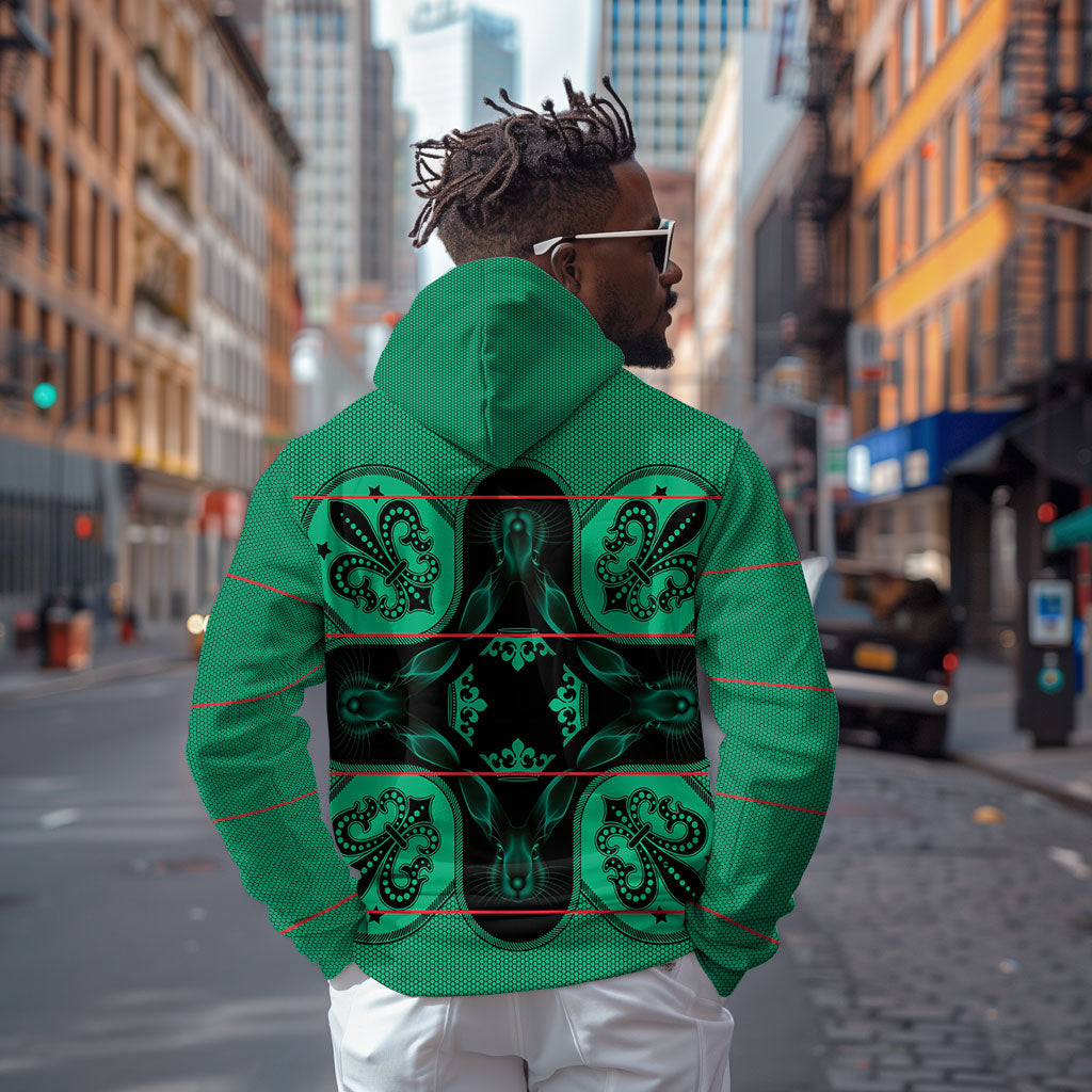 Bafokeng Rabbit Crown Palesa ea kharanium Zip Hoodie Green Seanamarena Basotho Blanket Inspired