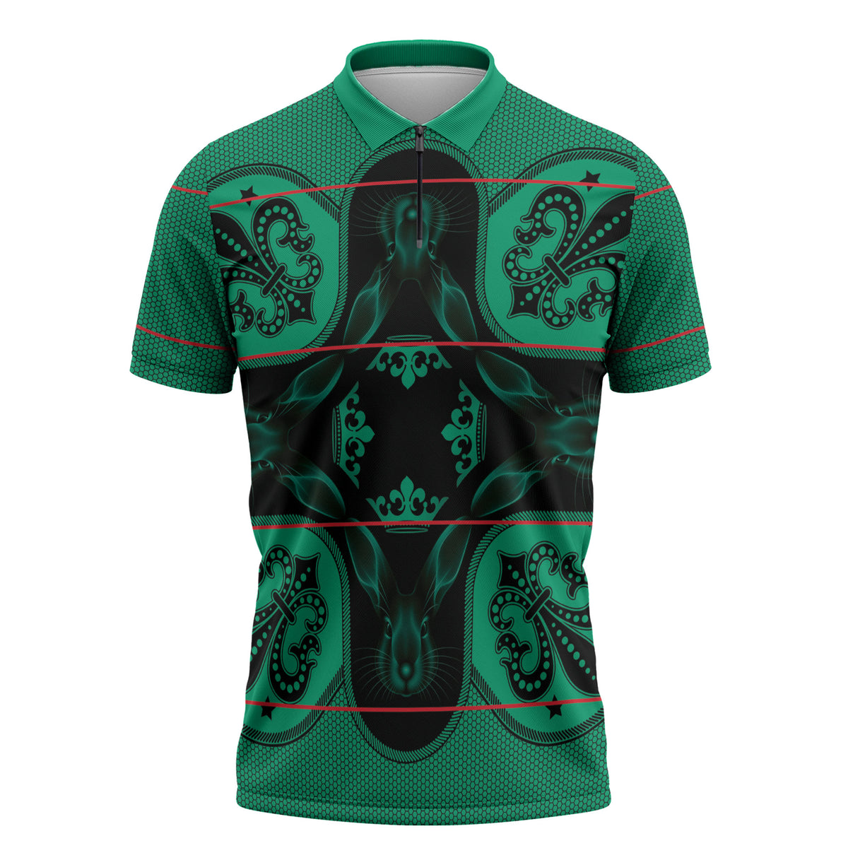 Bafokeng Rabbit Crown Palesa ea kharanium Zipper Polo Shirt Green Seanamarena Basotho Blanket Inspired