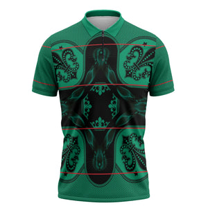 Bafokeng Rabbit Crown Palesa ea kharanium Zipper Polo Shirt Green Seanamarena Basotho Blanket Inspired