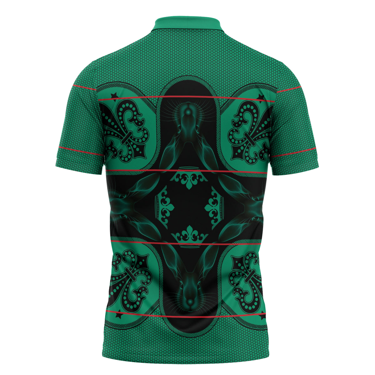 Bafokeng Rabbit Crown Palesa ea kharanium Zipper Polo Shirt Green Seanamarena Basotho Blanket Inspired