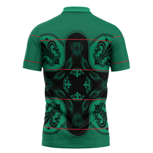Bafokeng Rabbit Crown Palesa ea kharanium Zipper Polo Shirt Green Seanamarena Basotho Blanket Inspired