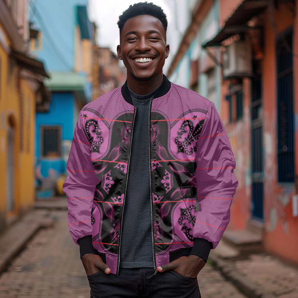 Bafokeng Rabbit Crown Palesa ea kharanium Bomber Jacket Pink Seanamarena Basotho Blanket Inspired