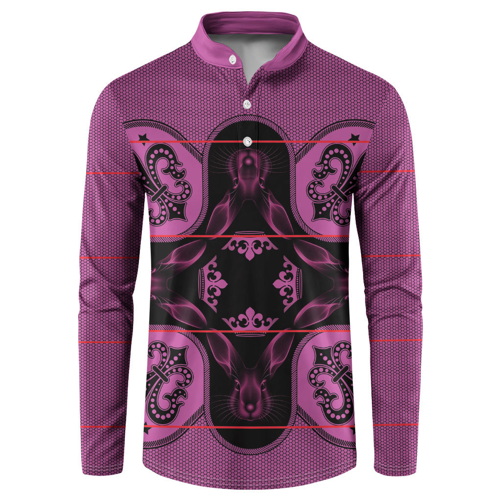 Bafokeng Rabbit Crown Palesa ea kharanium Button Sweatshirt Pink Seanamarena Basotho Blanket Inspired