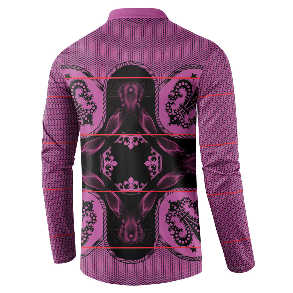 Bafokeng Rabbit Crown Palesa ea kharanium Button Sweatshirt Pink Seanamarena Basotho Blanket Inspired
