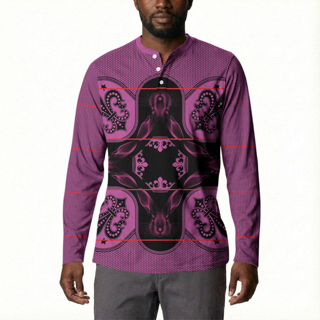 Bafokeng Rabbit Crown Palesa ea kharanium Button Sweatshirt Pink Seanamarena Basotho Blanket Inspired