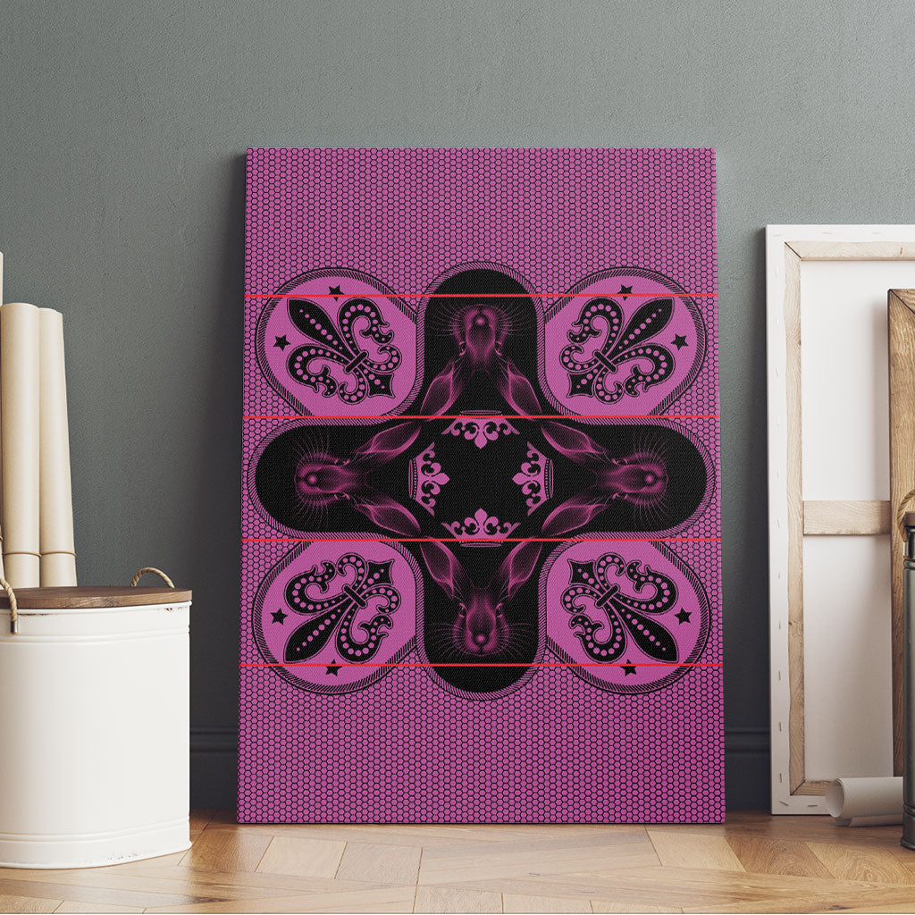 Bafokeng Rabbit Crown Palesa ea kharanium Canvas Wall Art Pink Seanamarena Basotho Blanket Inspired