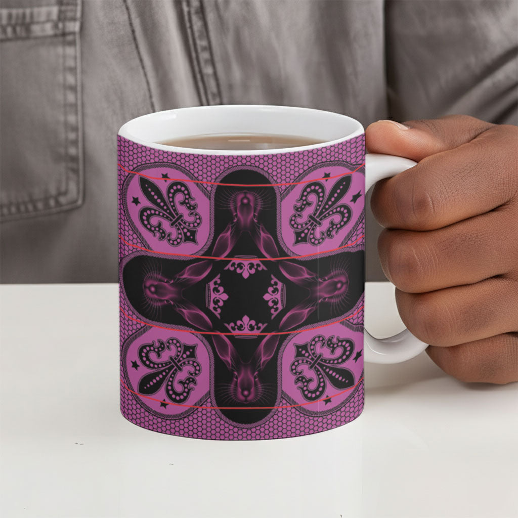 Bafokeng Rabbit Crown Palesa ea kharanium Ceramic Mug Pink Seanamarena Basotho Blanket Inspired