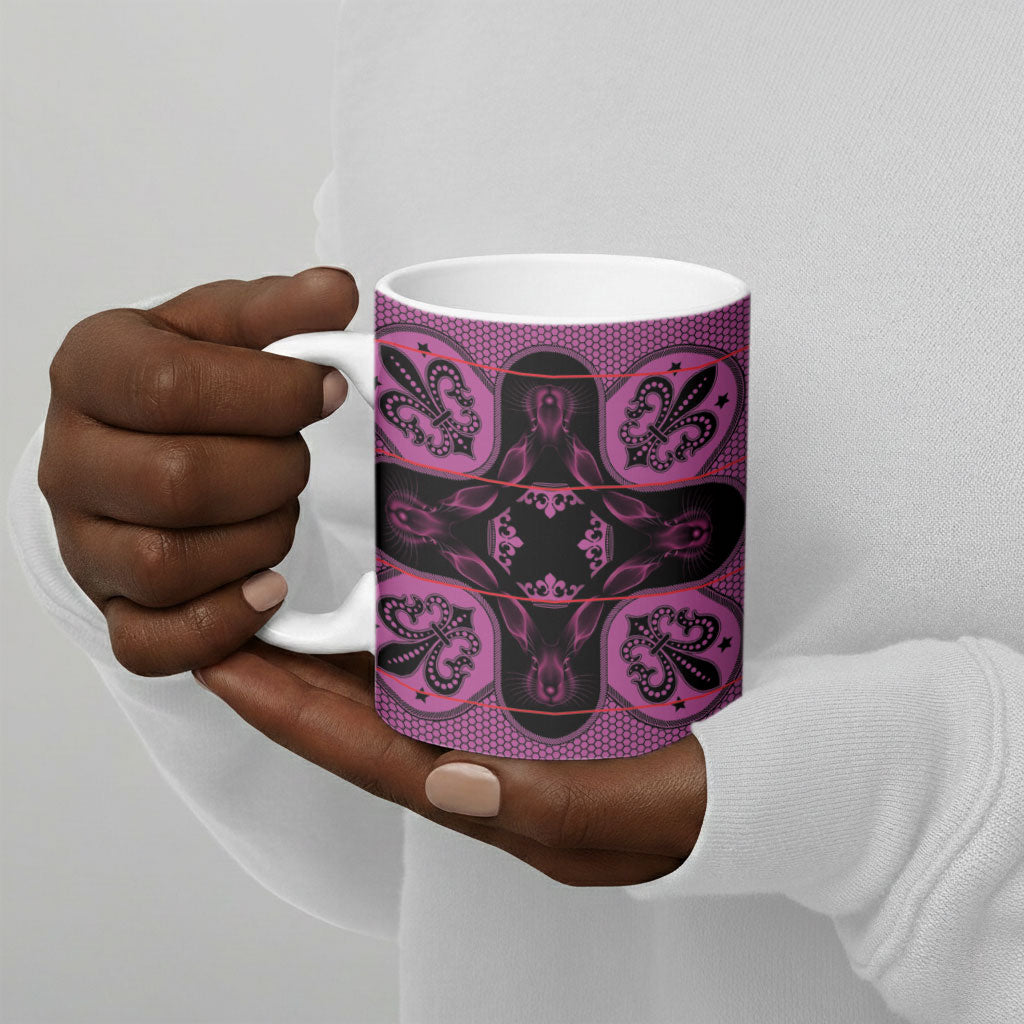 Bafokeng Rabbit Crown Palesa ea kharanium Ceramic Mug Pink Seanamarena Basotho Blanket Inspired