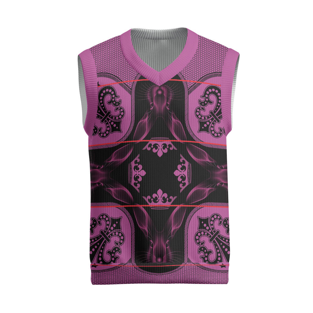 Bafokeng Rabbit Crown Palesa ea kharanium Christmas Knitted V-Neck Vest Pink Seanamarena Basotho Blanket Inspired