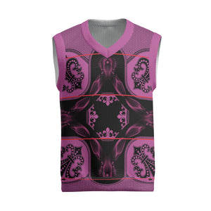 Bafokeng Rabbit Crown Palesa ea kharanium Christmas Knitted V-Neck Vest Pink Seanamarena Basotho Blanket Inspired
