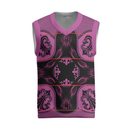 Bafokeng Rabbit Crown Palesa ea kharanium Christmas Knitted V-Neck Vest Pink Seanamarena Basotho Blanket Inspired