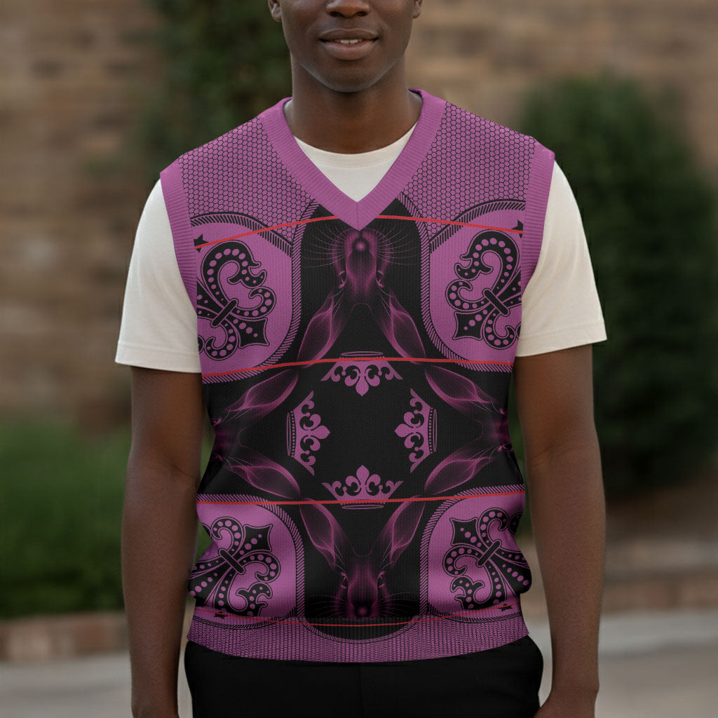 Bafokeng Rabbit Crown Palesa ea kharanium Christmas Knitted V-Neck Vest Pink Seanamarena Basotho Blanket Inspired