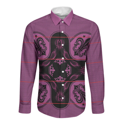 Bafokeng Rabbit Crown Palesa ea kharanium Long Sleeve Button Shirt Pink Seanamarena Basotho Blanket Inspired