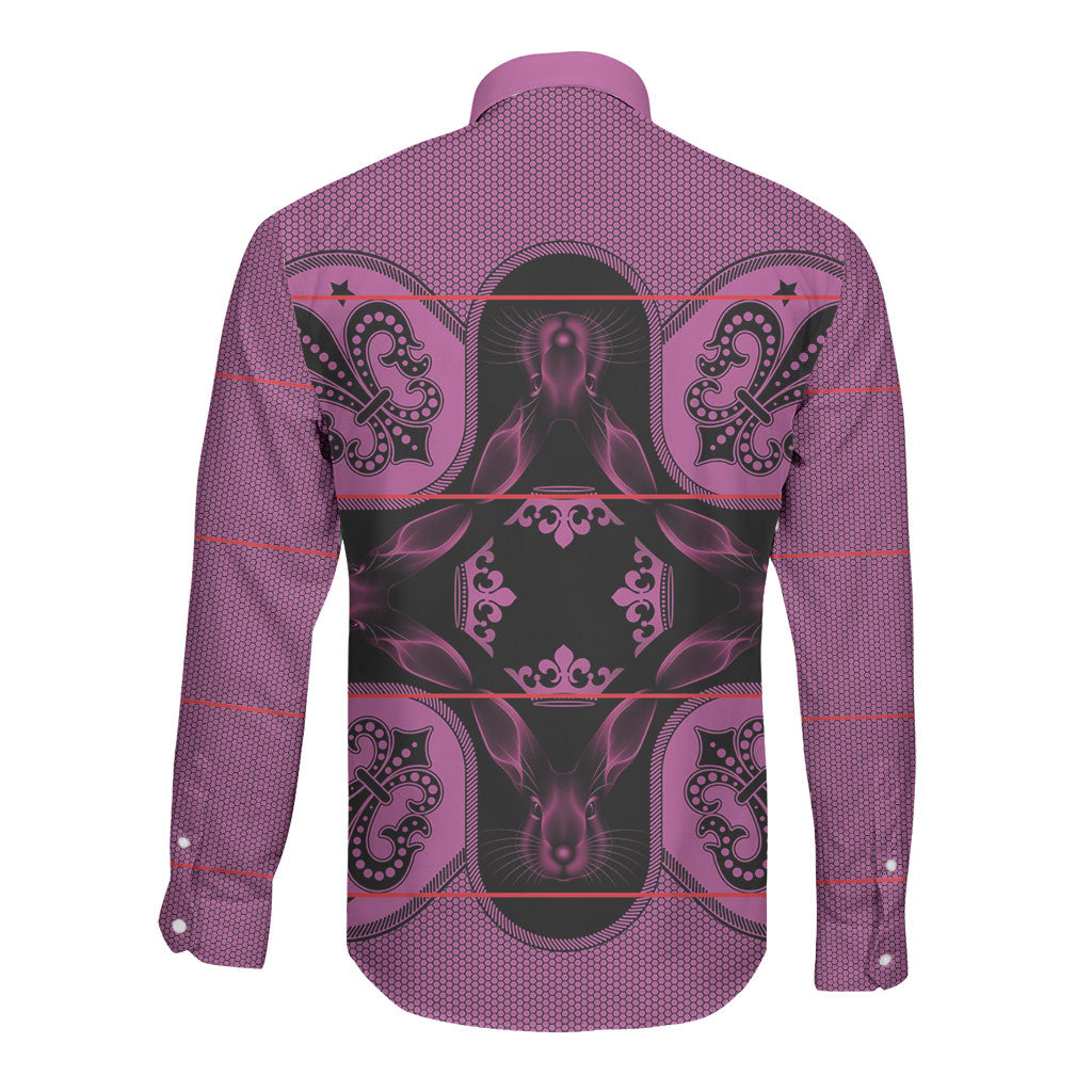 Bafokeng Rabbit Crown Palesa ea kharanium Long Sleeve Button Shirt Pink Seanamarena Basotho Blanket Inspired